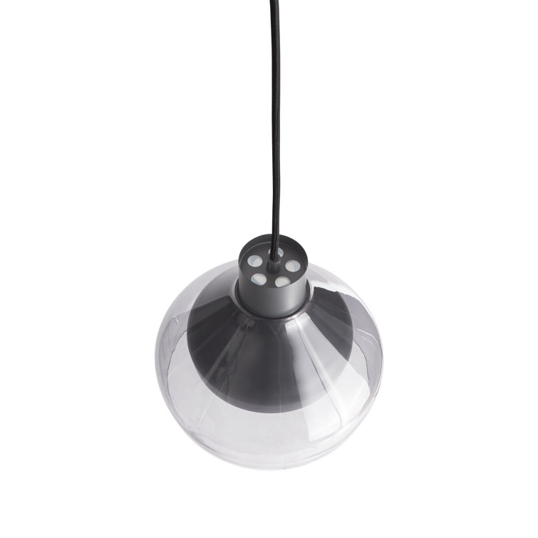 Charcoal Glass Pendant Light with Metal Accent
