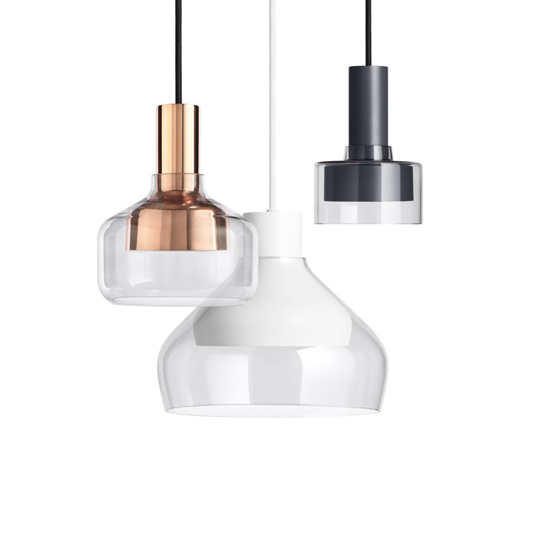White Glass Pendant Light with Metal Accent