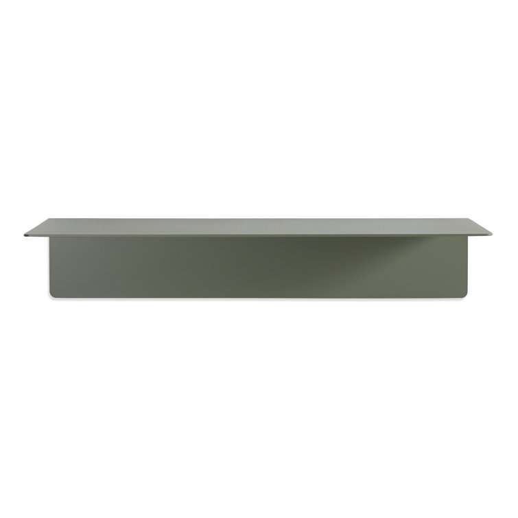 Gray Green Metal Floating Wall Shelf, 24" Wide