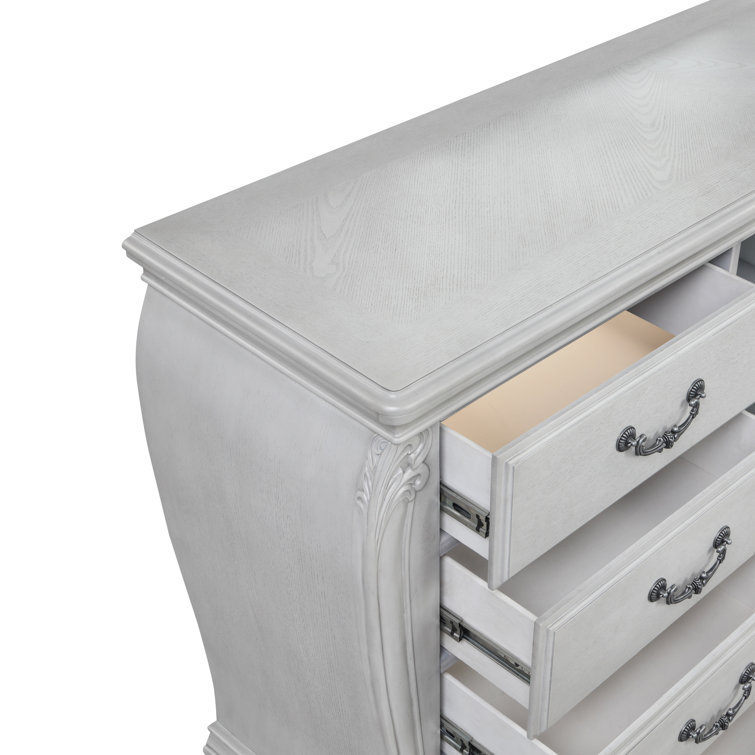 Gray French Country Dresser with Mirror and Felt Lined Drawer