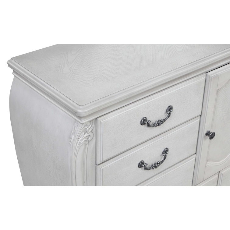 Gray French Country Dresser with Mirror and Felt Lined Drawer
