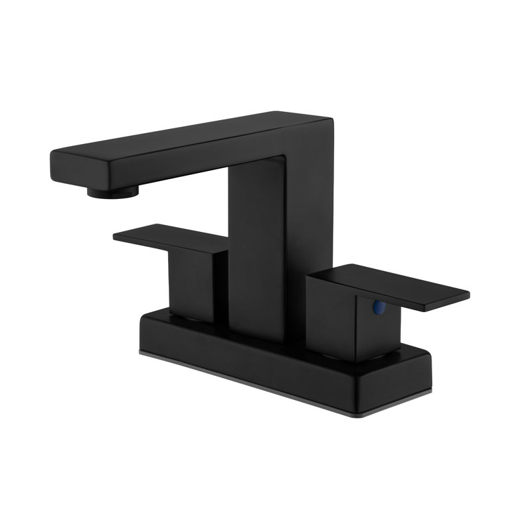 Matte Black Stainless Steel Double Handle Centerset Bathroom Faucet