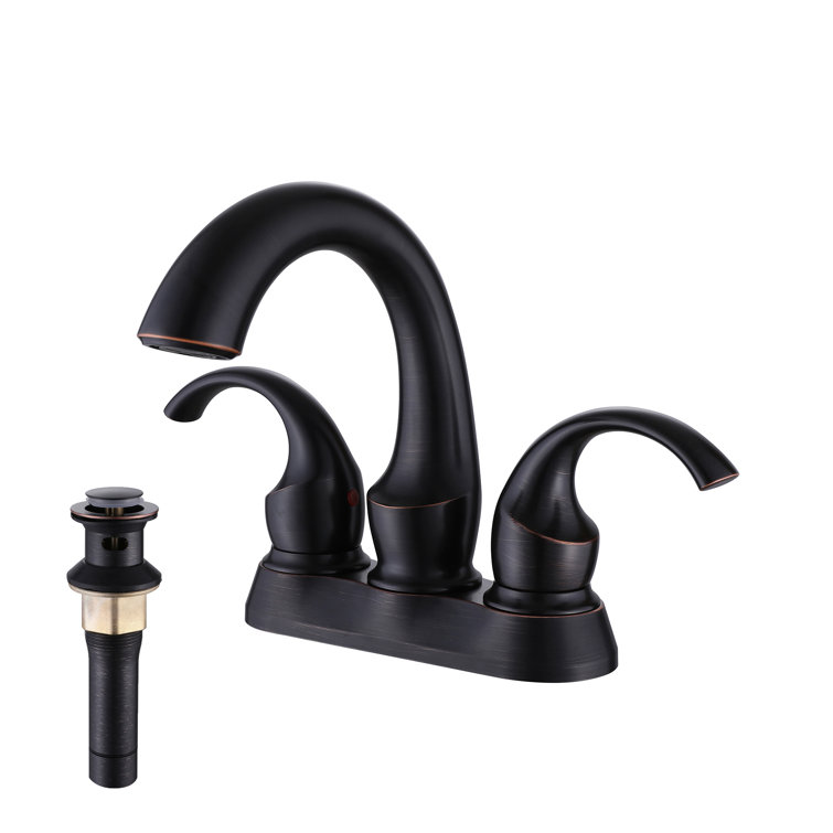 Oil Rubbed Bronze Double Handle Bathroom Faucet with Drain Assembly