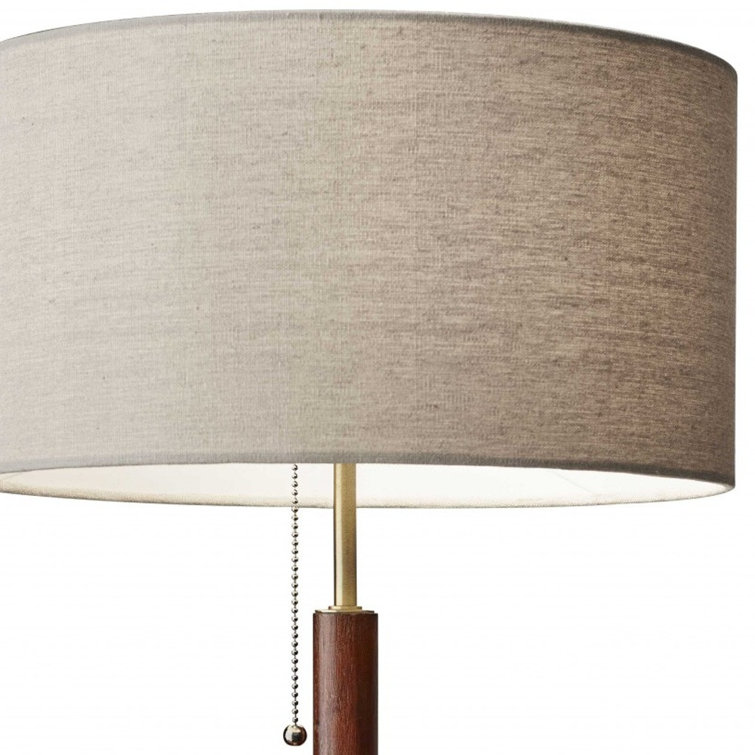 Hamilton 26.25'' White Linen Shade Table Lamp with Walnut Wood Body