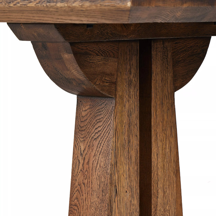 Brown Solid Oak Trestle Dining Table for Ten