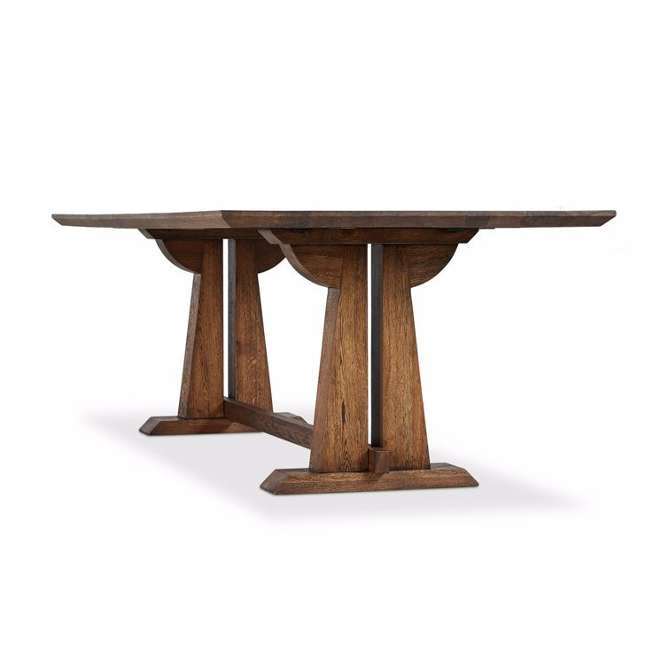 Brown Solid Oak Trestle Dining Table for Ten