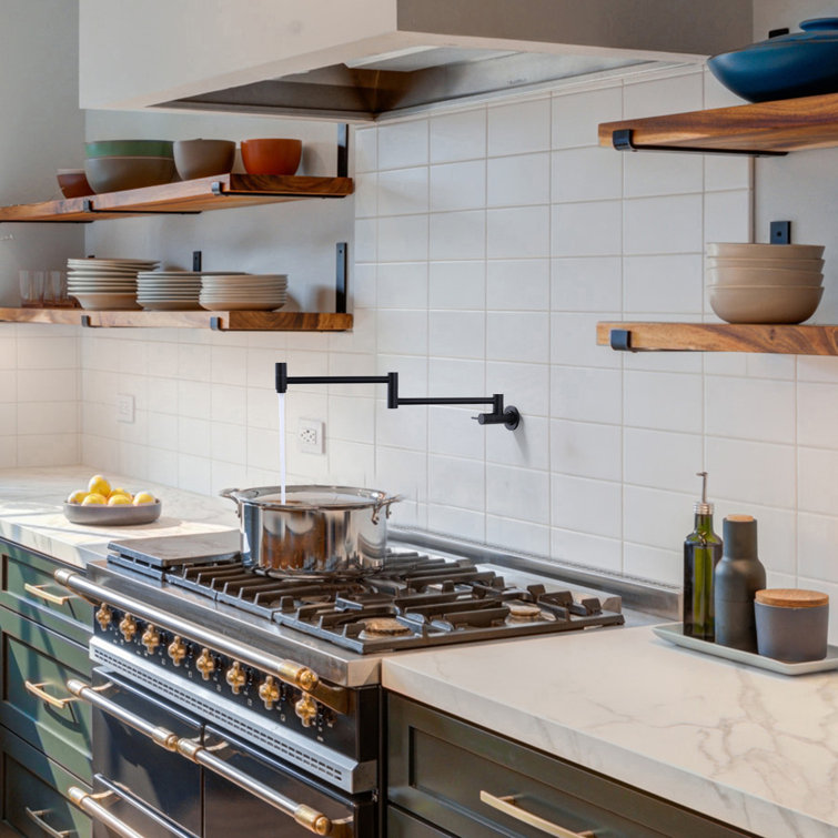 Matte Black Brass Wall Mounted Double Handle Pot Filler
