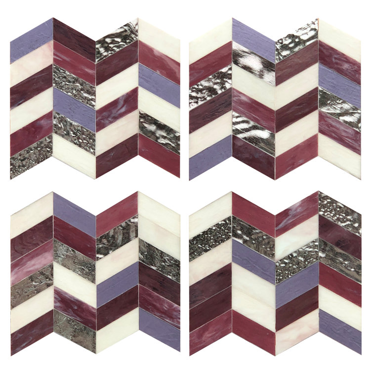 Elizabeth Sutton Glory 11.74" Chevron Glass Mosaic Tile