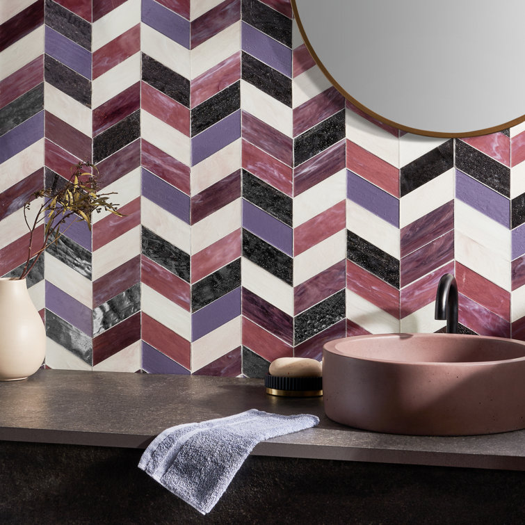 Elizabeth Sutton Glory 11.74" Chevron Glass Mosaic Tile