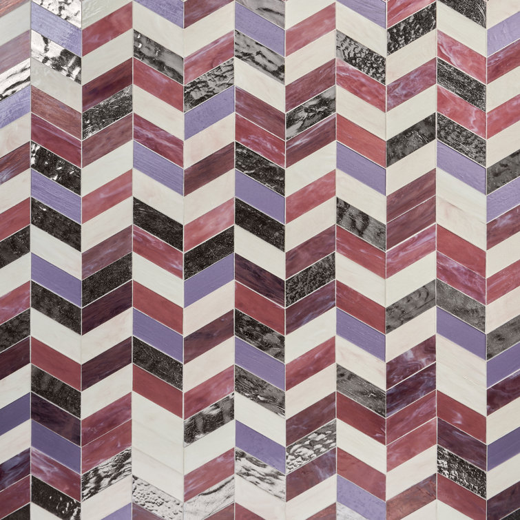 Elizabeth Sutton Glory 11.74" Chevron Glass Mosaic Tile