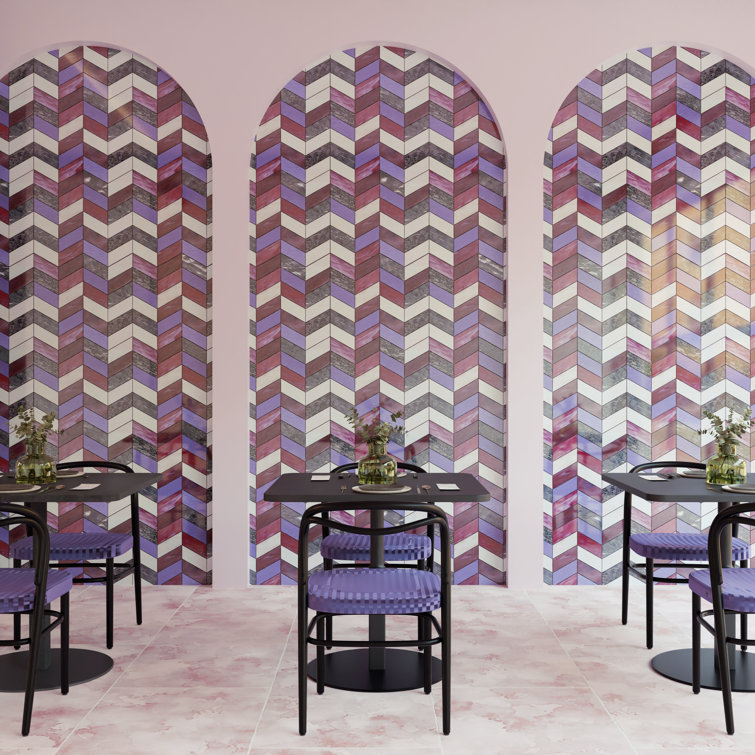 Elizabeth Sutton Glory 11.74" Chevron Glass Mosaic Tile