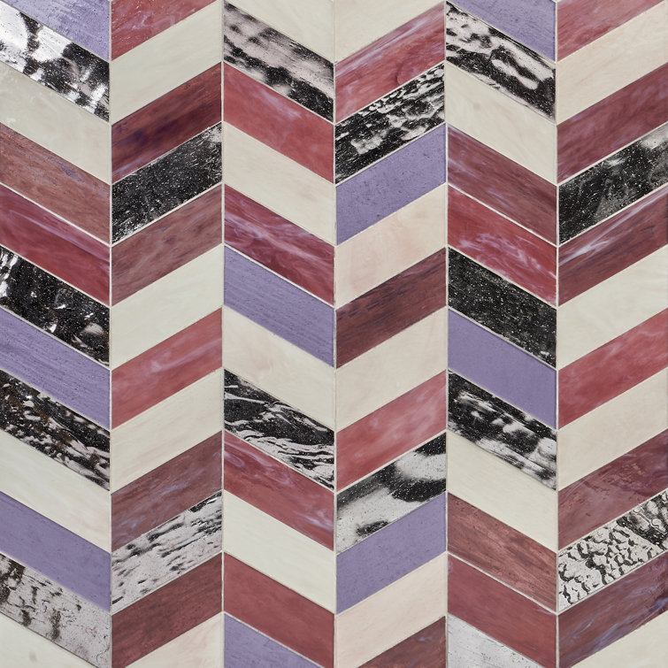 Elizabeth Sutton Glory 11.74" Chevron Glass Mosaic Tile