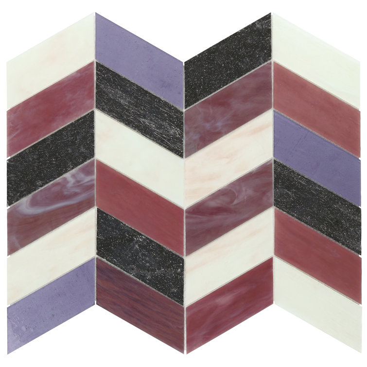 Elizabeth Sutton Glory 11.74" Chevron Glass Mosaic Tile