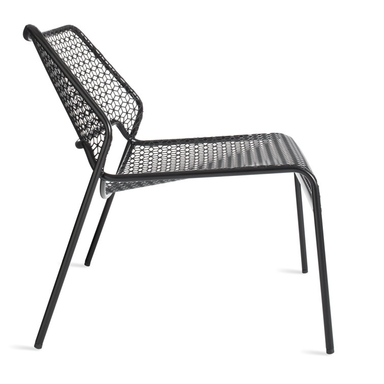 Black Geometric Metal Lounge Chair with 14" Seat Height
