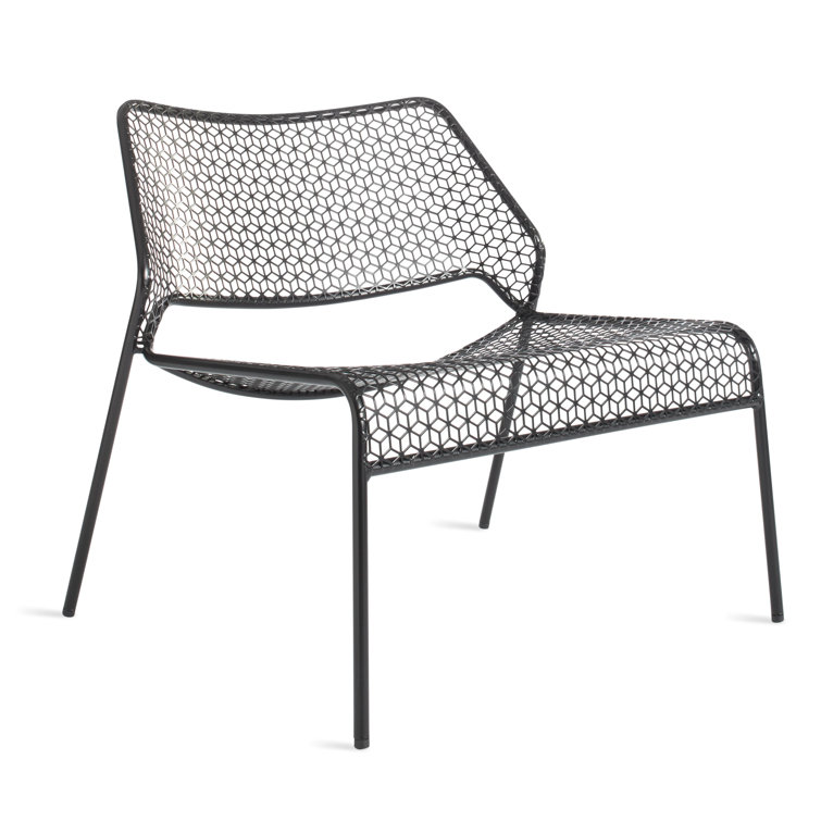 Black Geometric Metal Lounge Chair with 14" Seat Height