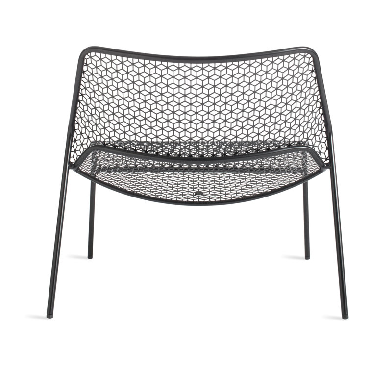 Black Geometric Metal Lounge Chair with 14" Seat Height