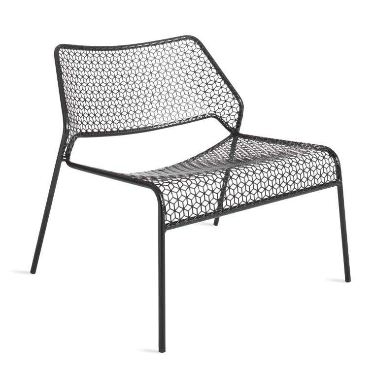 Black Geometric Metal Lounge Chair with 14" Seat Height