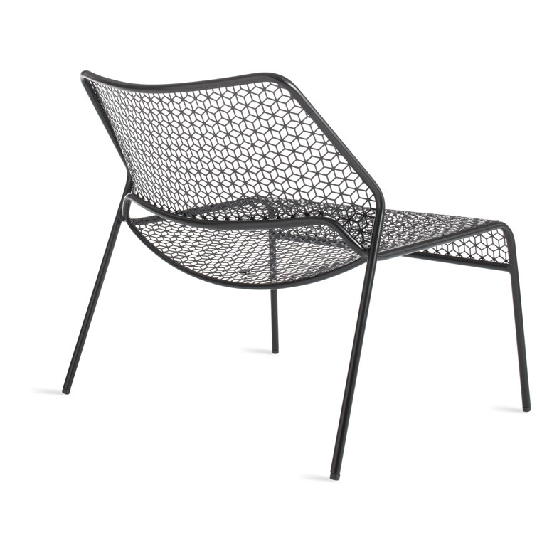 Black Geometric Metal Lounge Chair with 14" Seat Height