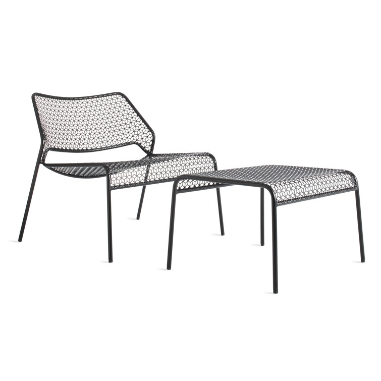 Black Geometric Metal Lounge Chair with 14" Seat Height