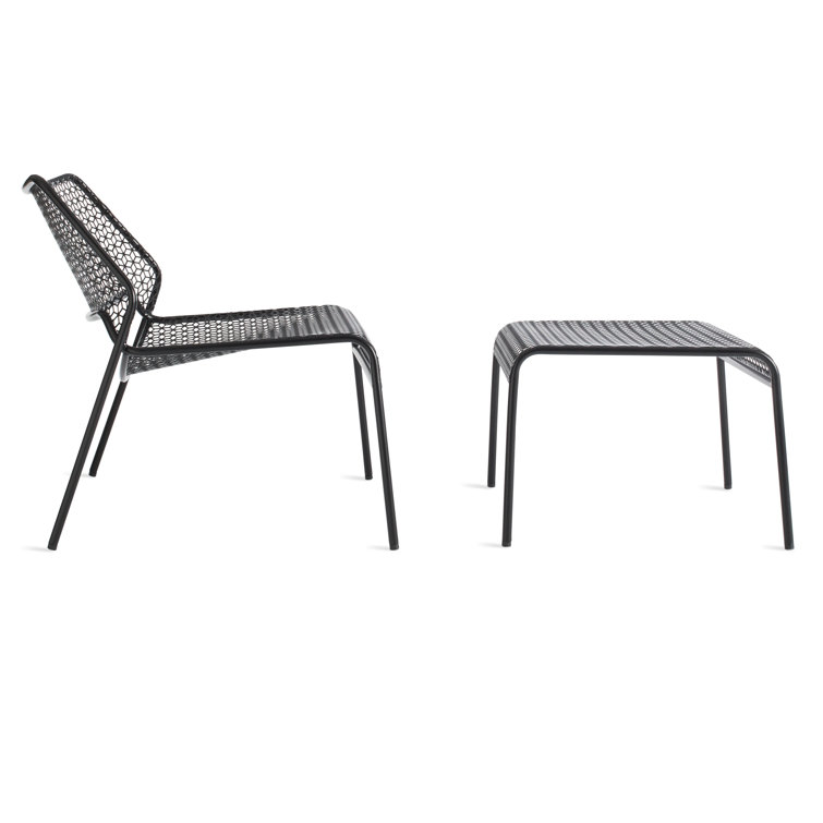 Black Geometric Metal Lounge Chair with 14" Seat Height
