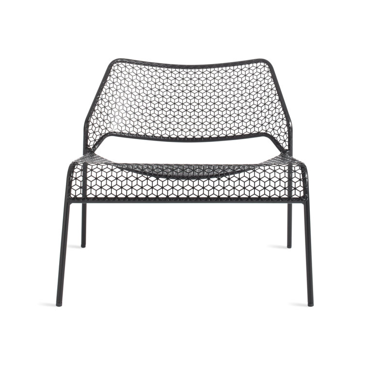Black Geometric Metal Lounge Chair with 14" Seat Height
