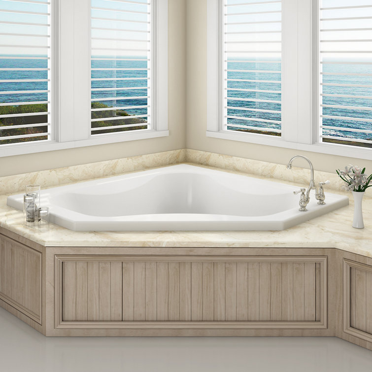 Marineo 60" White Acrylic Corner Drop-in Soaking Bathtub