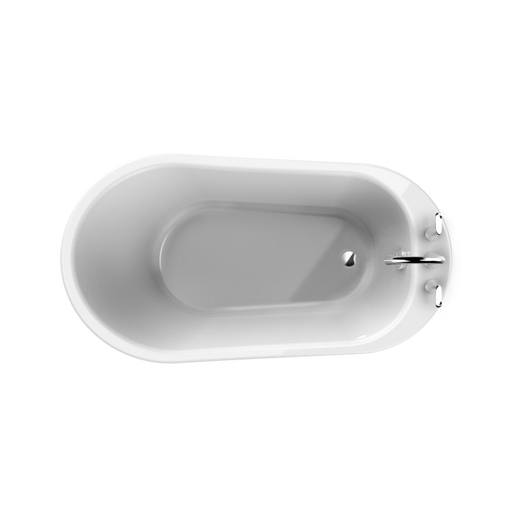 Piccolo 59" White Acrylic Freestanding Soaking Bathtub with Chrome Faucet