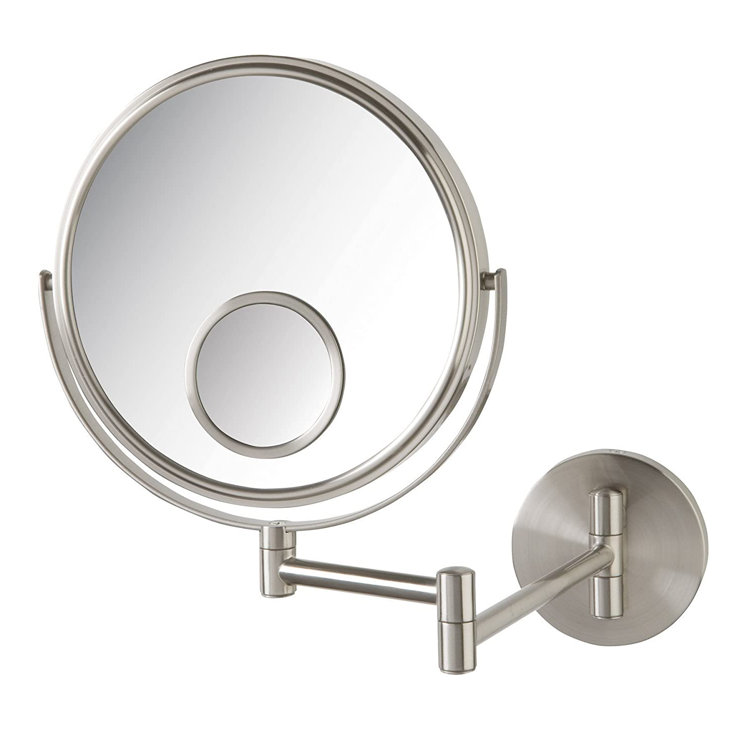 Elegant Nickel Finish 12.5'' Wall Mounted Magnifying Mirror