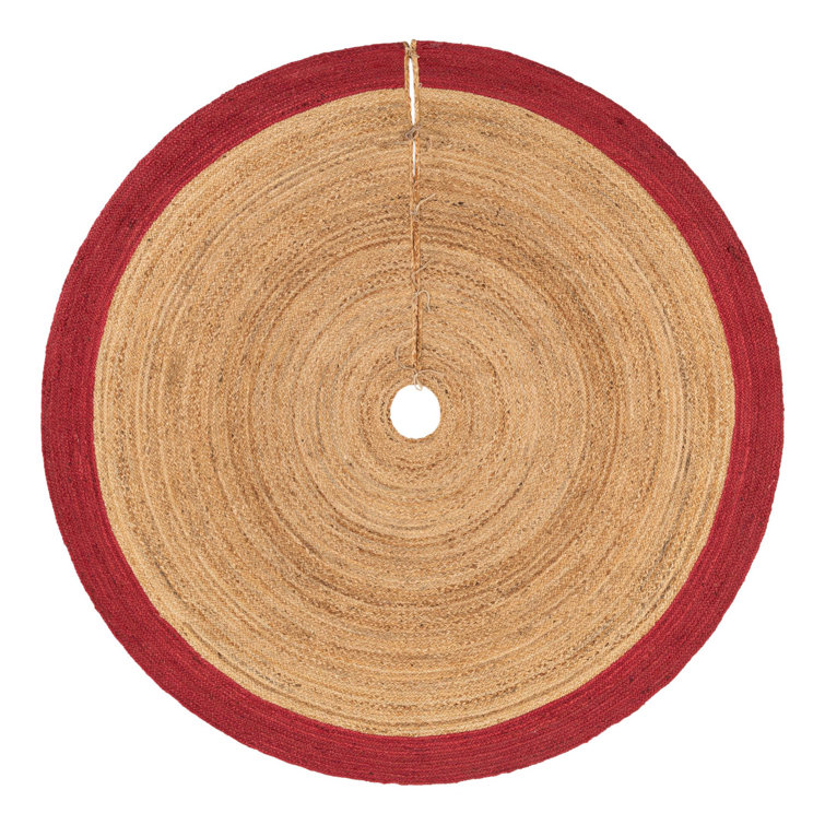 Handmade Red and Natural Jute Round Tree Skirt