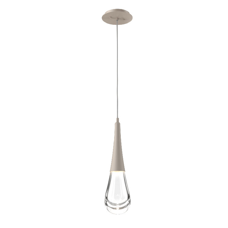 Ethereal Raindrop 21.7" LED Glass Pendant in Metallic Beige Silver