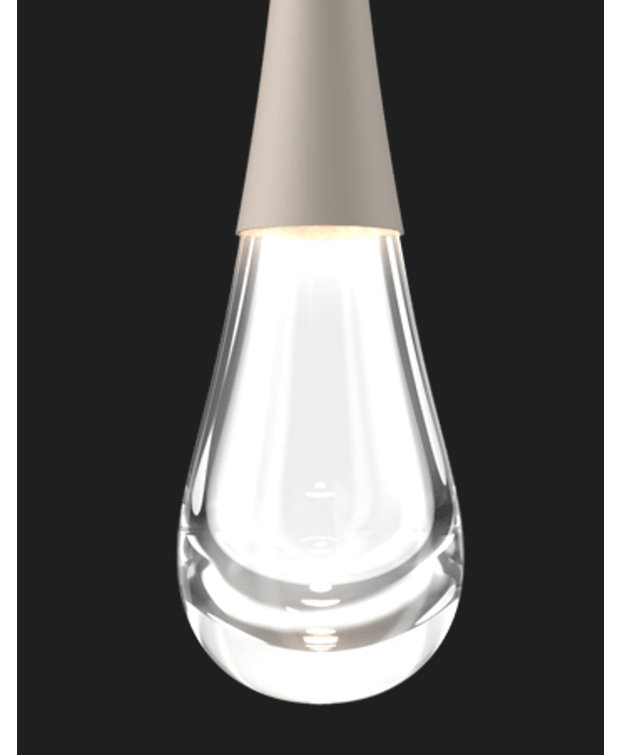 Ethereal Raindrop 21.7" LED Glass Pendant in Metallic Beige Silver