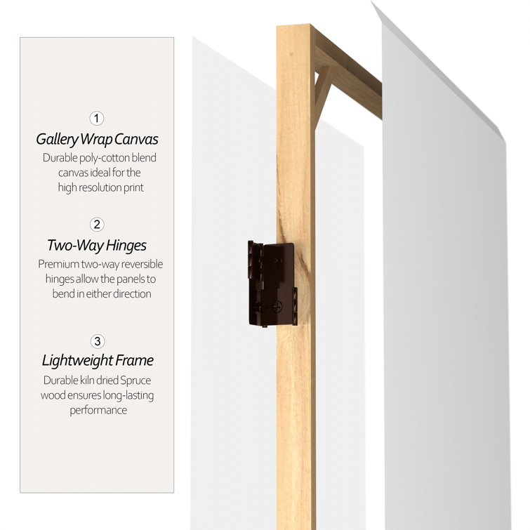 White Canvas 6-Panel Folding Room Divider