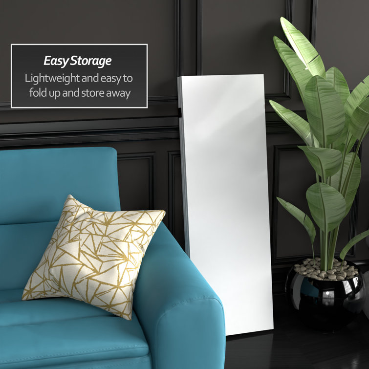 White Canvas 4 ft. Folding Room Divider with Spruce Wood Frame