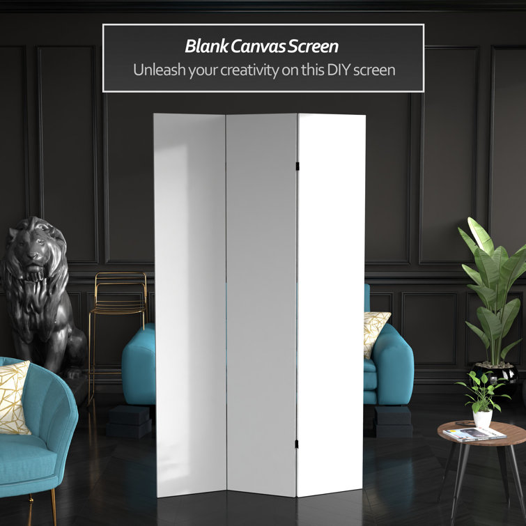 White Poly-Cotton Canvas 3-Panel Folding Room Divider