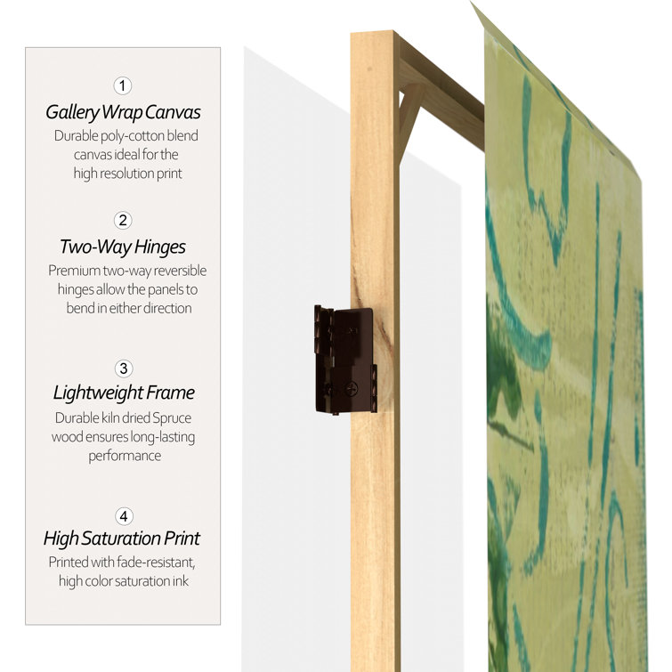 Turquoise and Red Floral Canvas 6-Panel Folding Room Divider