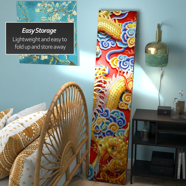6 ft Red and Gold Chinese Dragon Folding Room Divider