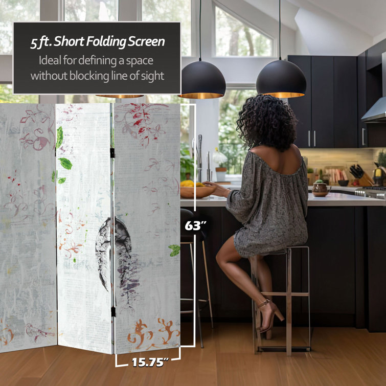 Paradise Grove 65" Floral Canvas Folding Room Divider