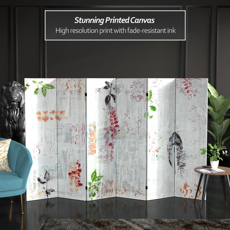 Paradise Grove 65" Floral Canvas Folding Room Divider