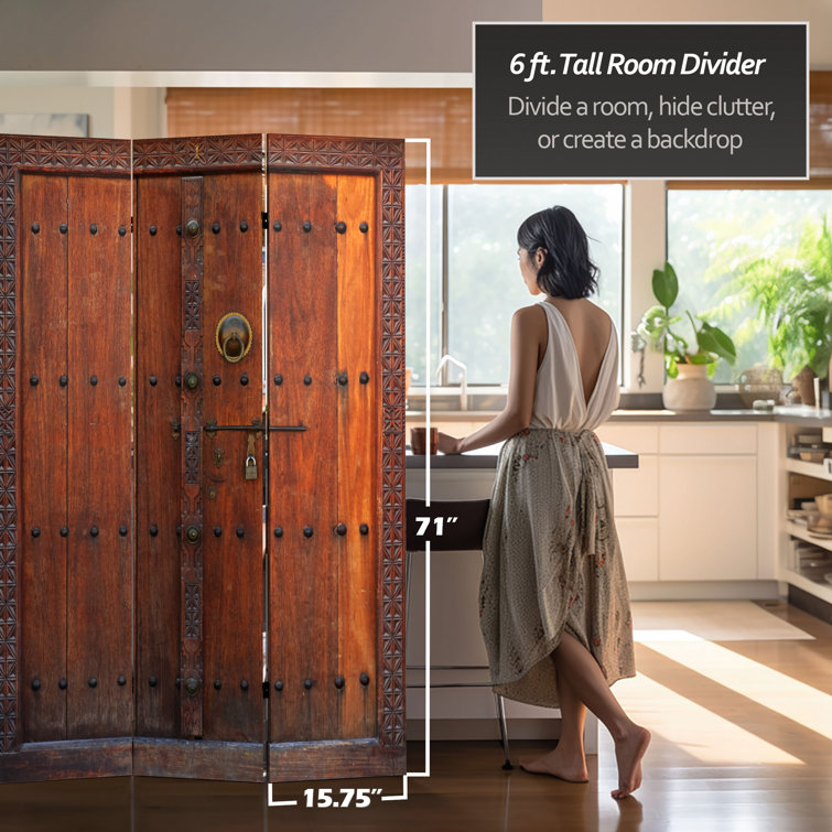 European Doors Canvas Room Divider with Spruce Wood Frame