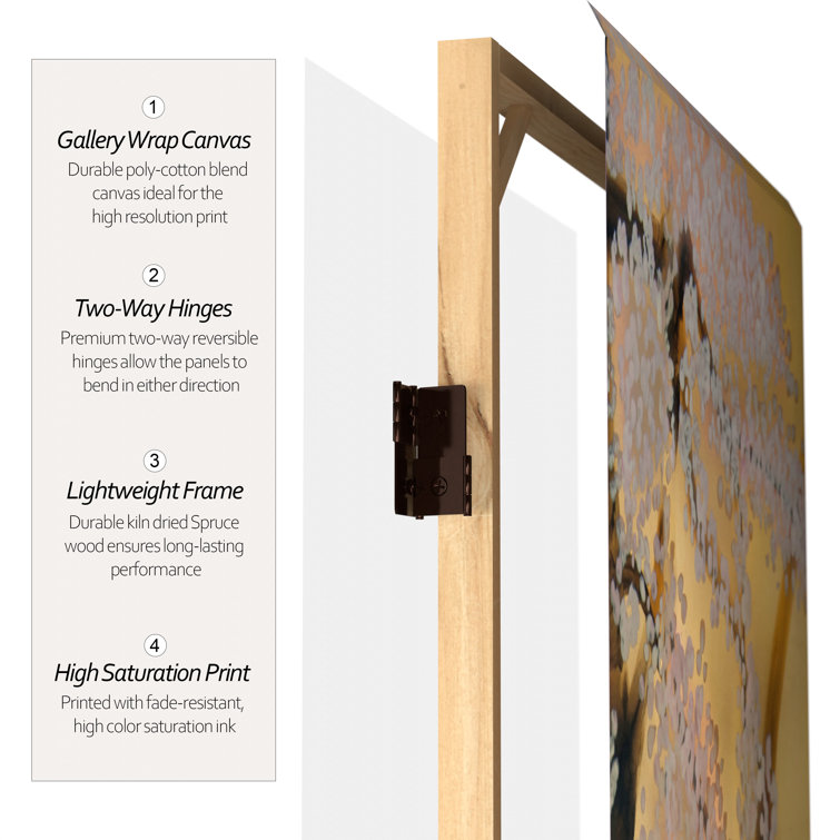 Gold Cherry Blossoms Double Sided Folding Room Divider