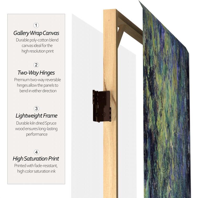 6 ft Tall Double Sided Monet Canvas Room Divider