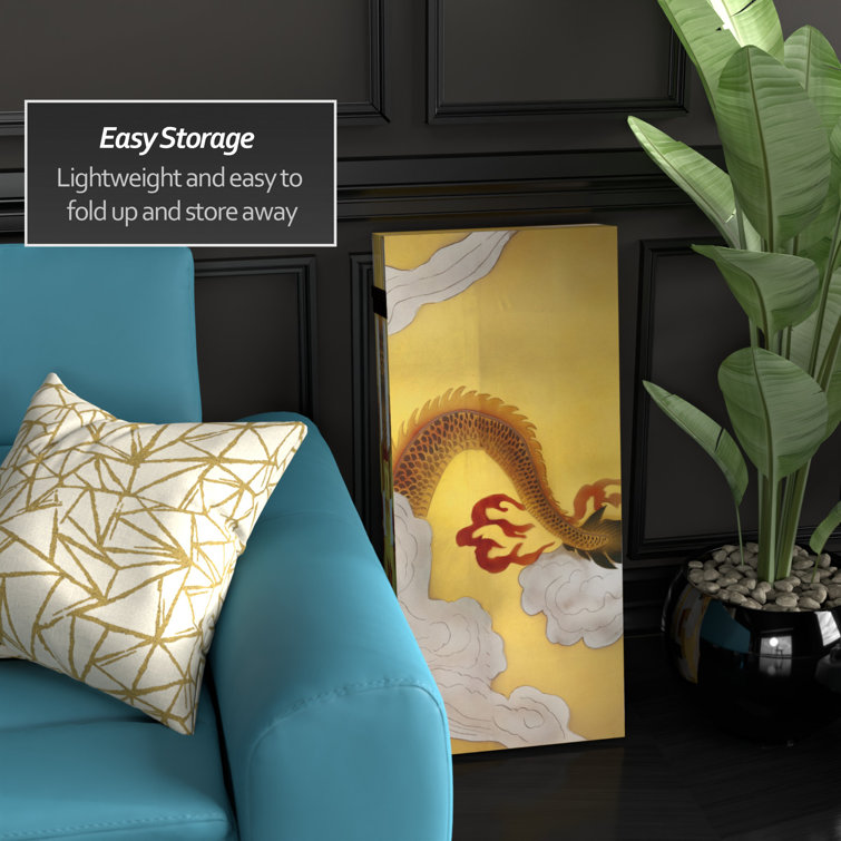 Gold Dragon Double Sided 4-Panel Folding Room Divider