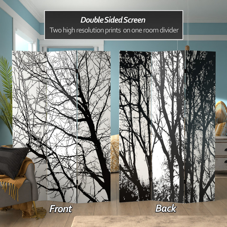 Black and White Trees 3-Panel Folding Room Divider