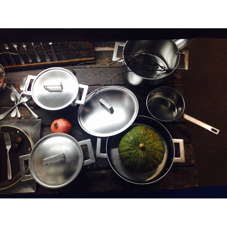Attiva Pewter 10'' Stainless Steel Saute Pan with Lid