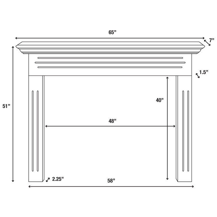 White MDF Traditional Fireplace Mantel Surround, 48-Inch
