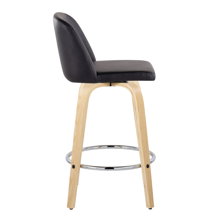 Gray Swivel Wood and Metal Counter Stool Set