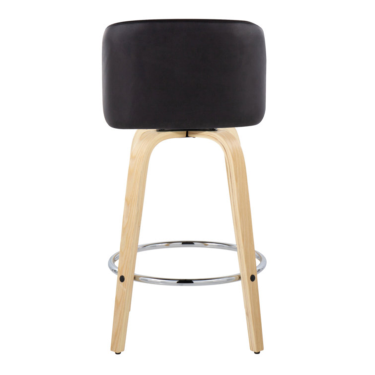 Gray Swivel Wood and Metal Counter Stool Set