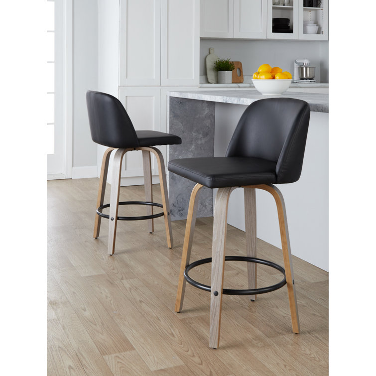 Toriano Gray and Black Swivel Counter Stool Set
