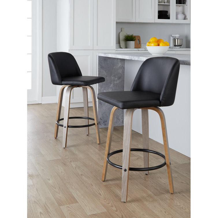 Toriano Gray and Black Swivel Counter Stool Set