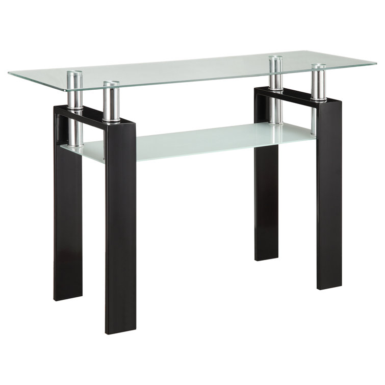 48'' Black Glass Top Rectangular Coffee Table